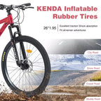 Mountain Bike Whisen 26 con sospensioni, cambio posteriore a 8 velocità, forcella, pneumatici KENDA, doppi freni a disco