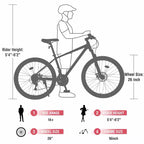 Mountain Bike Whisen 26 con sospensioni, cambio posteriore a 8 velocità, forcella, pneumatici KENDA, doppi freni a disco