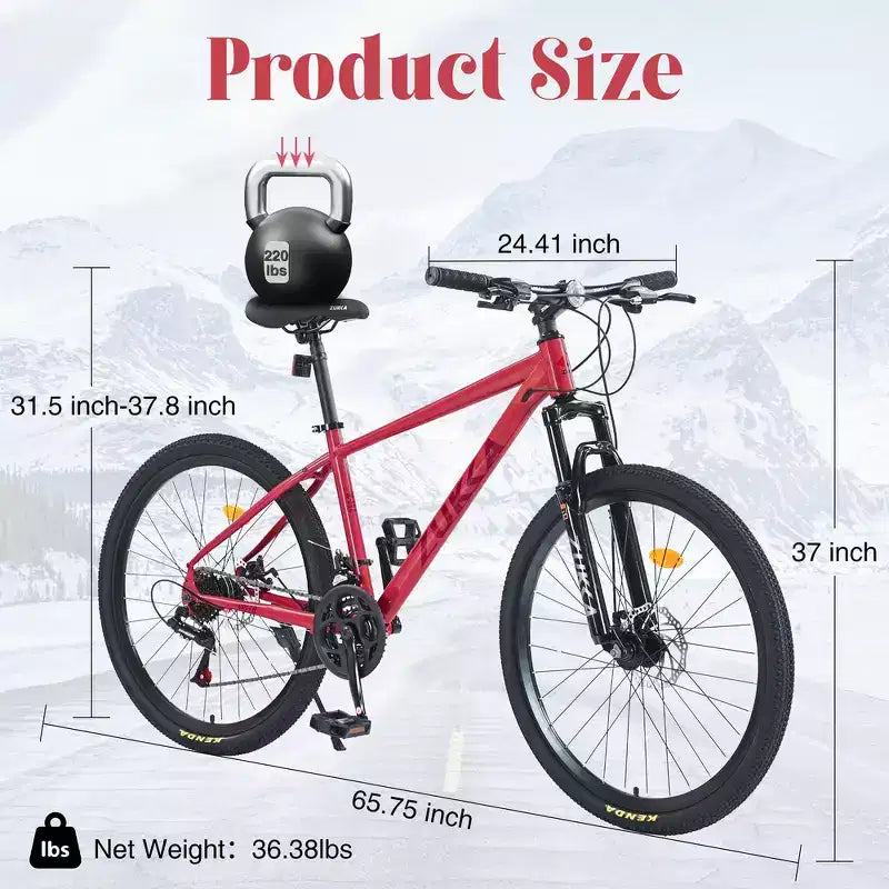 Mountain Bike Whisen 26 con sospensioni, cambio posteriore a 8 velocità, forcella, pneumatici KENDA, doppi freni a disco