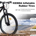 Mountain Bike Whisen 26 con sospensioni, cambio posteriore a 8 velocità, forcella, pneumatici KENDA, doppi freni a disco
