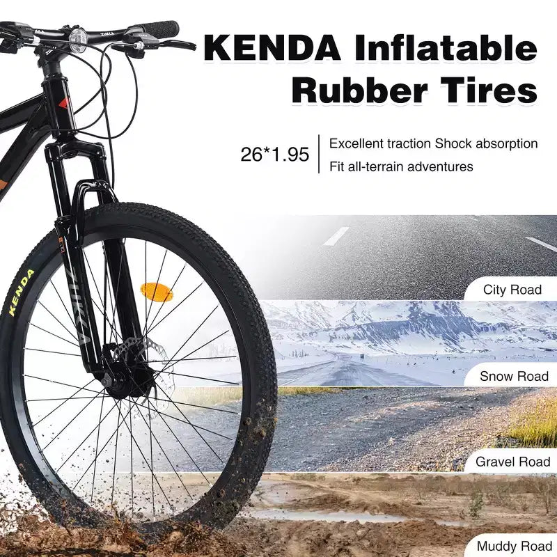 Mountain Bike Whisen 26 con sospensioni, cambio posteriore a 8 velocità, forcella, pneumatici KENDA, doppi freni a disco