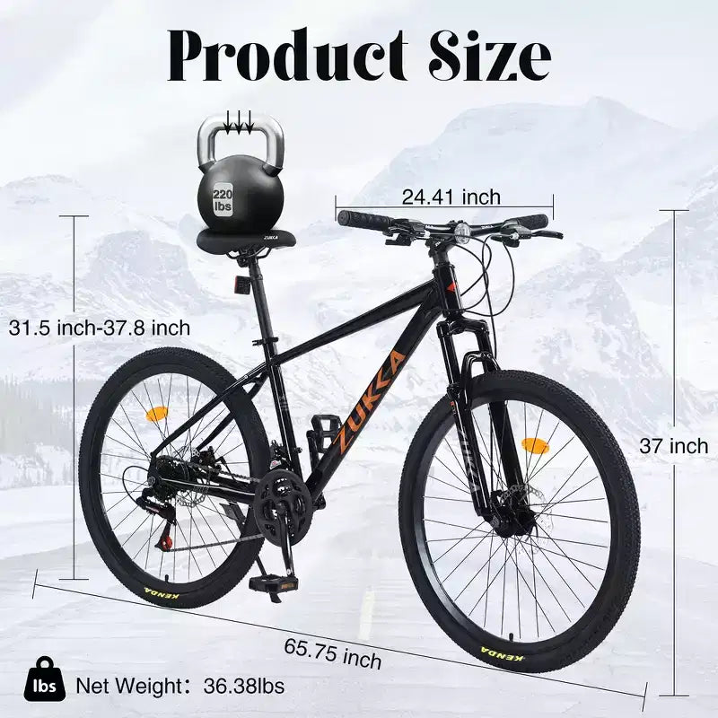 Mountain Bike Whisen 26 con sospensioni, cambio posteriore a 8 velocità, forcella, pneumatici KENDA, doppi freni a disco