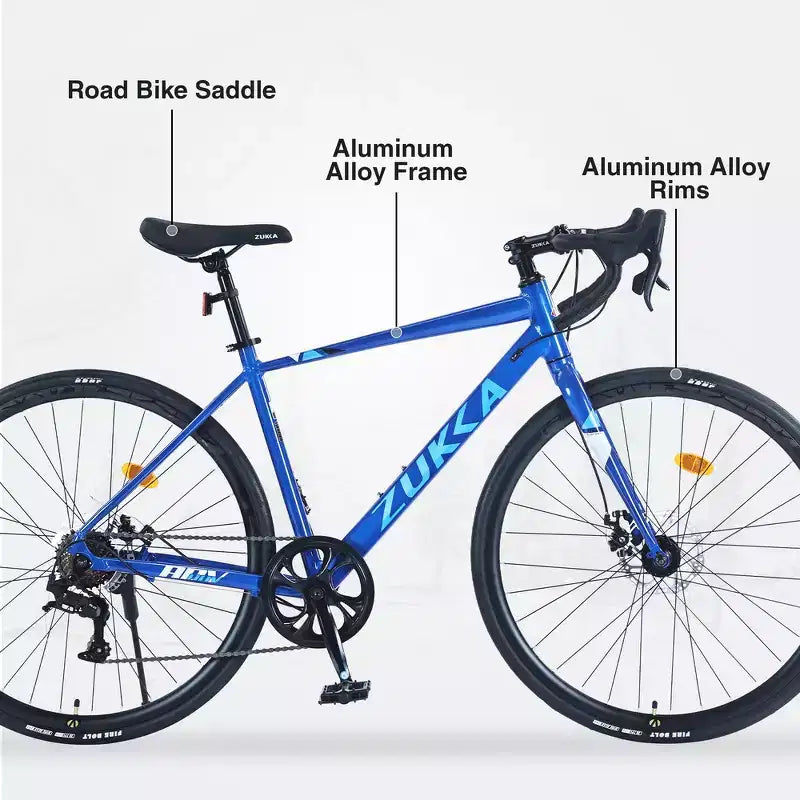 Bicicletta da strada Whisen 28, bicicletta da esterno per adulti con 7 velocità, telaio in lega di alluminio per uomo e donna
