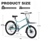 Bicicletta cargo Whisen 26 con 7 velocità, telaio in lega di alluminio, freni a doppio disco per donne e uomini