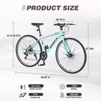 Bicicletta da strada Whisen 28, bici ibrida da città con telaio in lega di alluminio Shimano a 7 velocità, doppi freni a disco
