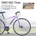 Bicicletta da strada Whisen 28, bici ibrida da città con telaio in lega di alluminio Shimano a 7 velocità, doppi freni a disco