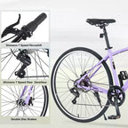 Bicicletta da strada Whisen 28, bici ibrida da città con telaio in lega di alluminio Shimano a 7 velocità, doppi freni a disco