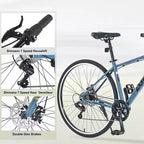 Bicicletta da strada Whisen 28, bici ibrida da città con telaio in lega di alluminio Shimano a 7 velocità, doppi freni a disco