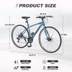 Bicicletta da strada Whisen 28, bici ibrida da città con telaio in lega di alluminio Shimano a 7 velocità, doppi freni a disco