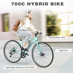 Bicicletta da strada Whisen 28, bici ibrida da città con telaio in lega di alluminio Shimano a 7 velocità, doppi freni a disco