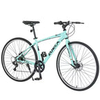 Bicicletta da strada Whisen 28, bici ibrida da città con telaio in lega di alluminio Shimano a 7 velocità, doppi freni a disco