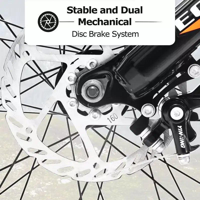 Bicicletta Okak 24" Fat Tire con Sospensione Anteriore, Mountain Bike a 7 Velocità con Freno a Disco e Telaio in Acciaio ad Alto Tenore di Carbonio, Bici da Trail per Pendolari