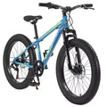 Bicicletta Okak 24" Fat Tire con Sospensione Anteriore, Mountain Bike a 7 Velocità con Freno a Disco e Telaio in Acciaio ad Alto Tenore di Carbonio, Bici da Trail per Pendolari