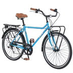 Okak 26IN Biciclette Cruiser Vintage con Cavalletto in Metallo, Bici da Pendolare per Adulti con Telaio in Metallo e Carter Catena, Bicicletta per Pendolarismo, Viaggio