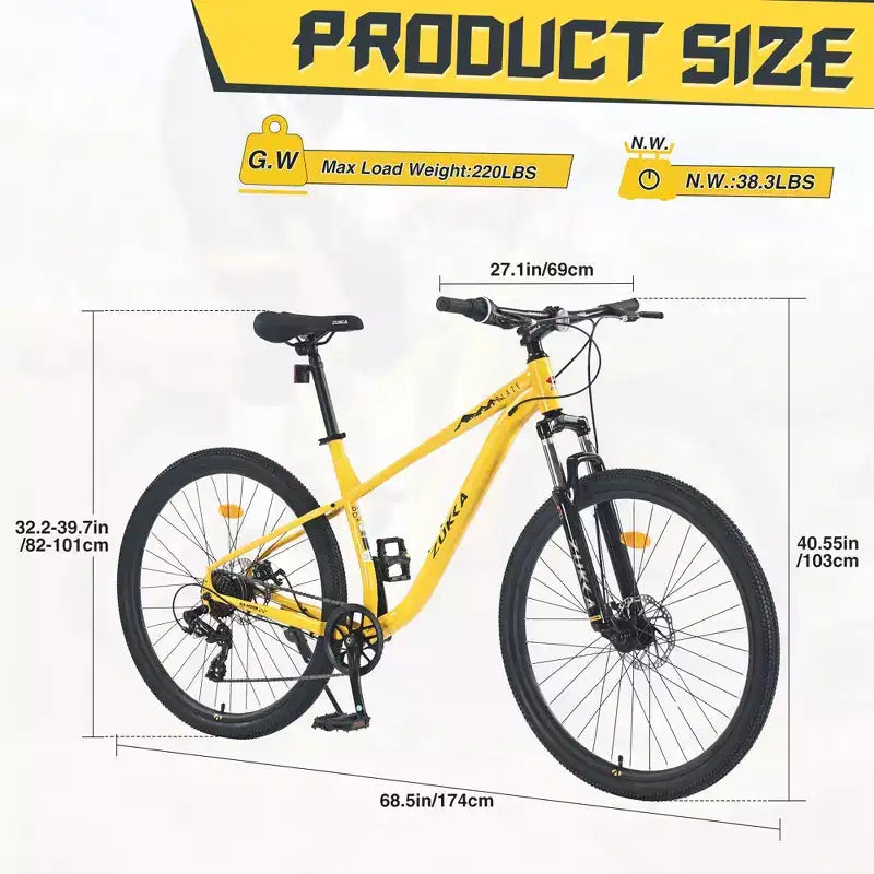 Okak Bicicletta da montagna 27,5 pollici, 8 velocità, con sospensione anteriore, mountain bike per bambini con doppi freni a disco, bici con telaio in acciaio per bambini e adulti