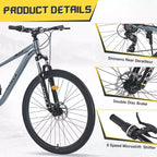 Okak Bicicletta da montagna 27,5 pollici, 8 velocità, con sospensione anteriore, mountain bike per bambini con doppi freni a disco, bici con telaio in acciaio per bambini e adulti