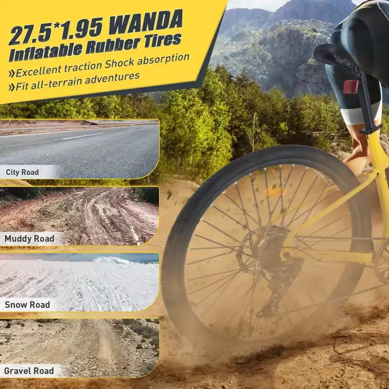 Okak Bicicletta da montagna 27,5 pollici, 8 velocità, con sospensione anteriore, mountain bike per bambini con doppi freni a disco, bici con telaio in acciaio per bambini e adulti