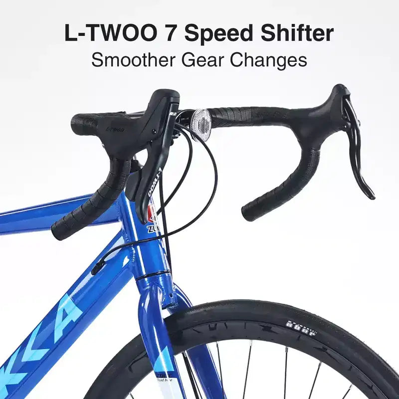 Bici da Strada Okak 700C con Sistema a 7 Velocità, Bici per Adulti con Telaio e Cerchio in Lega di Alluminio, Bici con Freno a Disco per Uomini e Donne