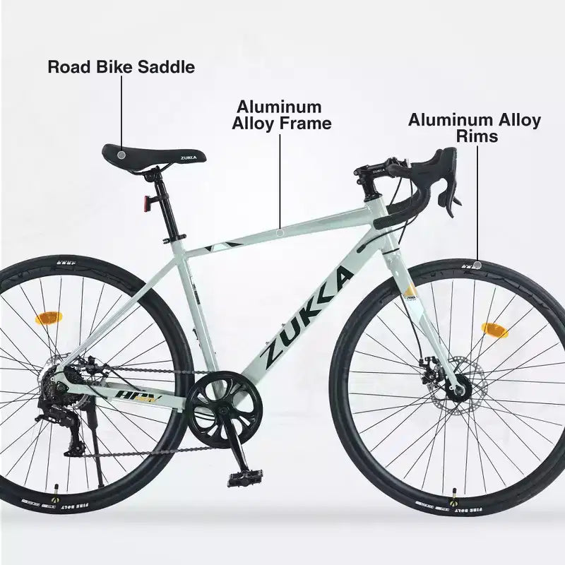 Bici da Strada Okak 700C con Sistema a 7 Velocità, Bici per Adulti con Telaio e Cerchio in Lega di Alluminio, Bici con Freno a Disco per Uomini e Donne
