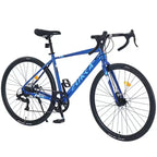 Bici da Strada Okak 700C con Sistema a 7 Velocità, Bici per Adulti con Telaio e Cerchio in Lega di Alluminio, Bici con Freno a Disco per Uomini e Donne