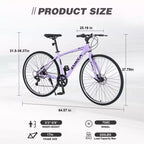 Okak 700C Bici Ibrida con Telaio in Lega di Alluminio e Freni a Doppio Disco, Bici da Strada con Manubrio Piatto, Bici per Adulti per Ciclismo su Strada e Viaggi