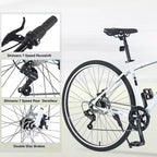 Okak 700C Bici Ibrida con Telaio in Lega di Alluminio e Freni a Doppio Disco, Bici da Strada con Manubrio Piatto, Bici per Adulti per Ciclismo su Strada e Viaggi