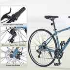 Okak 700C Bici Ibrida con Telaio in Lega di Alluminio e Freni a Doppio Disco, Bici da Strada con Manubrio Piatto, Bici per Adulti per Ciclismo su Strada e Viaggi