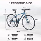 Okak 700C Bici Ibrida con Telaio in Lega di Alluminio e Freni a Doppio Disco, Bici da Strada con Manubrio Piatto, Bici per Adulti per Ciclismo su Strada e Viaggi