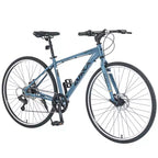 Okak 700C Hybrid Bike with Aluminum Alloy Frame and Double Disc Brakes, Flat Handlebar Road Bike, Adult Bike for Road Cycling and Traval