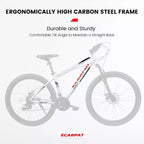 Okak Bicicletta da Montagna da 27" con Forcella Ammortizzata e Telaio in Alluminio, Bici da Dirt da 21 Velocità con Freno a Disco, Bici per Adulti per Uomini e Donne