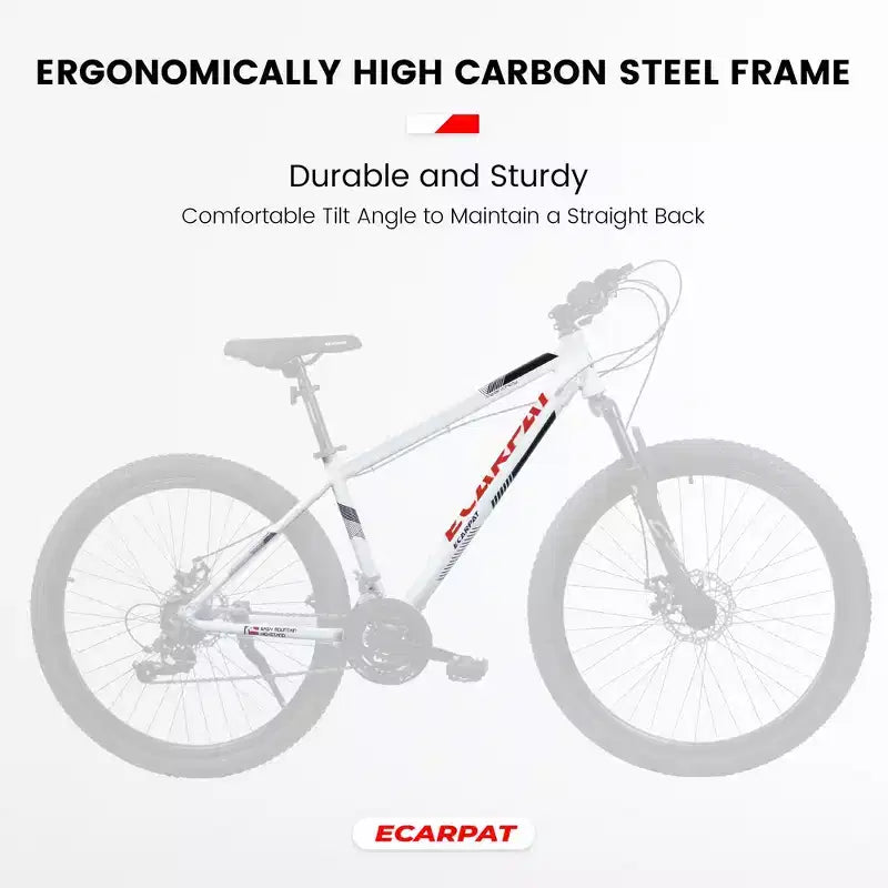 Okak Bicicletta da Montagna da 27" con Forcella Ammortizzata e Telaio in Alluminio, Bici da Dirt da 21 Velocità con Freno a Disco, Bici per Adulti per Uomini e Donne