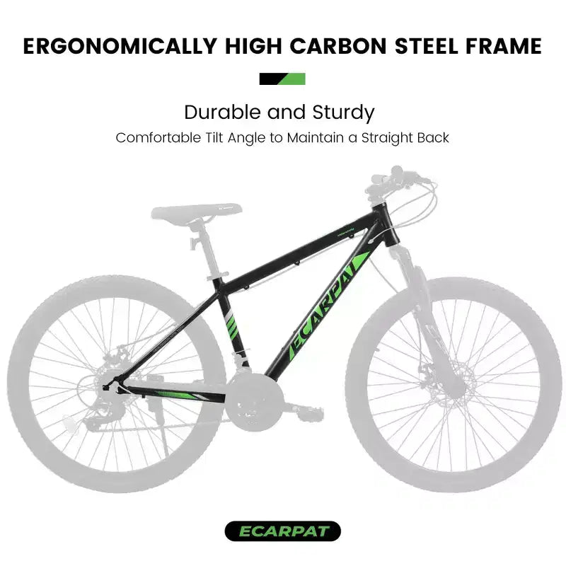 Okak Bicicletta da Montagna da 27" con Forcella Ammortizzata e Telaio in Alluminio, Bici da Dirt da 21 Velocità con Freno a Disco, Bici per Adulti per Uomini e Donne