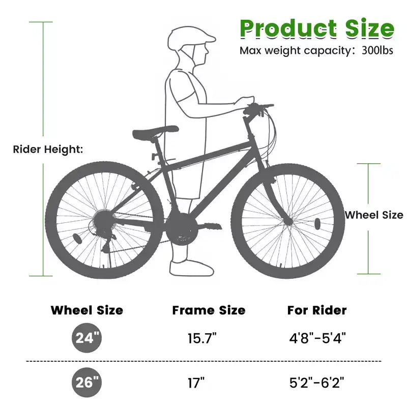 Okak Bici da Montagna con Telaio in Acciaio al Carbonio da 24 Pollici, Bici per Bambini a 21 Velocità con Doppio Freno a V e Sella Ergonomica, Bicicletta per Pendolarismo e Viaggi