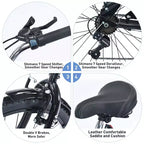 Okak 26IN Beach Cruiser Bike with 7 Speed System, Mens Bike with Front and Rear V brakes, Metal Frame Bicycle for Teens and Adults