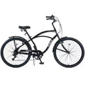 Okak 26IN Beach Cruiser Bike with 7 Speed System, Mens Bike with Front and Rear V brakes, Metal Frame Bicycle for Teens and Adults