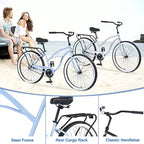 Okak 26IN Biciclette Cruiser a velocità singola con telaio in acciaio, bicicletta per adulti con ruote larghe e freno a contropedale posteriore, bicicletta per uomini e donne