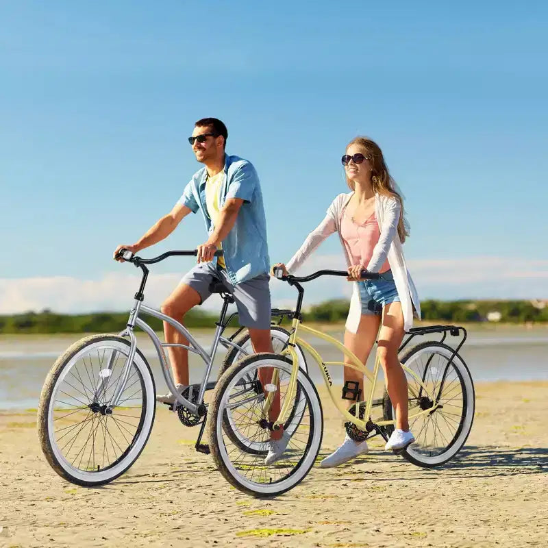 Okak 26IN Biciclette Cruiser a velocità singola con telaio in acciaio, bicicletta per adulti con ruote larghe e freno a contropedale posteriore, bicicletta per uomini e donne