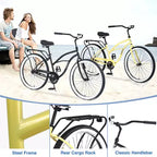 Okak 26IN Biciclette Cruiser a velocità singola con telaio in acciaio, bicicletta per adulti con ruote larghe e freno a contropedale posteriore, bicicletta per uomini e donne