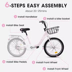 Bicicletta per bambini Okak 20IN con telaio leggero in acciaio, bici da crociera per bambini con freno a contropedale e freno a V, mini bici con paracatena e portapacchi posteriore