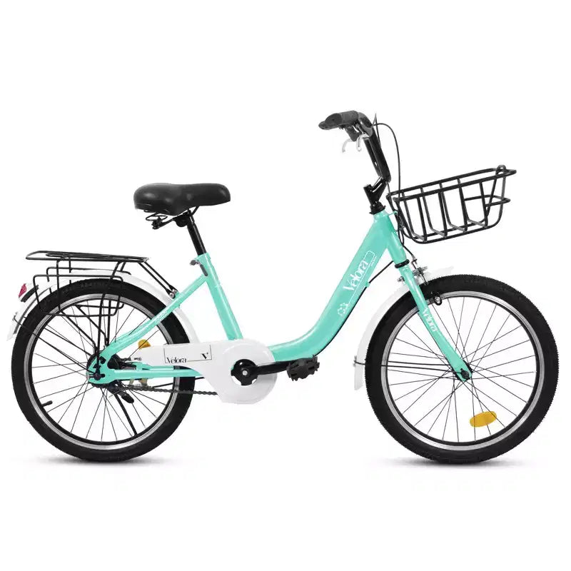 Bicicletta per bambini Okak 20IN con telaio leggero in acciaio, bici da crociera per bambini con freno a contropedale e freno a V, mini bici con paracatena e portapacchi posteriore