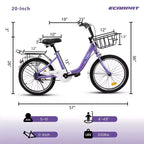 Bicicletta per bambini Okak 20IN con telaio leggero in acciaio, bici da crociera per bambini con freno a contropedale e freno a V, mini bici con paracatena e portapacchi posteriore