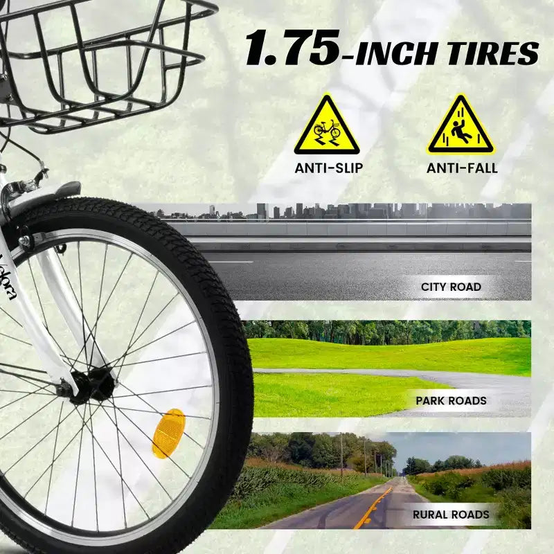 Bicicletta per bambini Okak 20IN con telaio leggero in acciaio, bici da crociera per bambini con freno a contropedale e freno a V, mini bici con paracatena e portapacchi posteriore