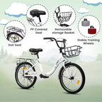 Bicicletta per bambini Okak 20IN con telaio leggero in acciaio, bici da crociera per bambini con freno a contropedale e freno a V, mini bici con paracatena e portapacchi posteriore