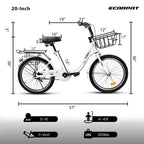 Bicicletta per bambini Okak 20IN con telaio leggero in acciaio, bici da crociera per bambini con freno a contropedale e freno a V, mini bici con paracatena e portapacchi posteriore