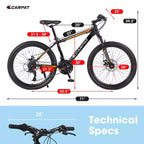 Okak Mountain Bike 26 pollici con 21 velocità e freni a disco meccanici, bici da adulto con telaio in acciaio ad alto tenore di carbonio, bici da cross per bambini e adulti