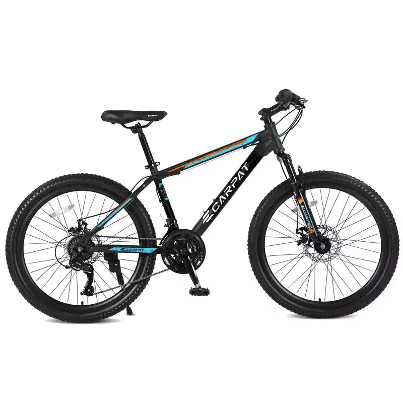 Okak Mountain Bike 26 pollici con 21 velocità e freni a disco meccanici, bici da adulto con telaio in acciaio ad alto tenore di carbonio, bici da cross per bambini e adulti