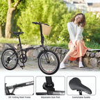 Okak 20IN Folding Bike with Front Basket, Phone Holder & Fenders, 6-Speed Adult Bike with Steel Frame and Dual V-Brake, Bicycle for Men & Women