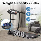 Tapis Roulant Pieghevole per Casa con Inclinazione e Sensore di Frequenza Cardiaca, Motore Silenzioso da 2,5HP, Ricarica USB, Macchina da Corsa Portatile, Capacità 136 kg