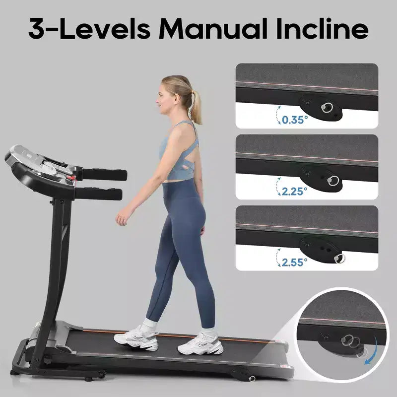 Tapis Roulant Pieghevole per Casa con Inclinazione e Sensore di Frequenza Cardiaca, Motore Silenzioso da 2,5HP, Ricarica USB, Macchina da Corsa Portatile, Capacità 136 kg