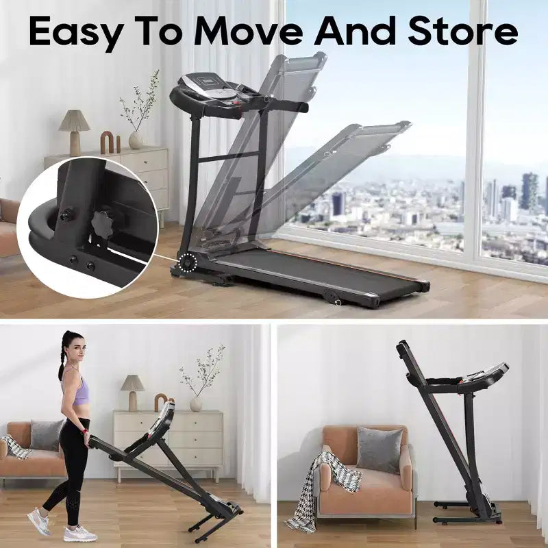 Tapis Roulant Pieghevole per Casa con Inclinazione e Sensore di Frequenza Cardiaca, Motore Silenzioso da 2,5HP, Ricarica USB, Macchina da Corsa Portatile, Capacità 136 kg